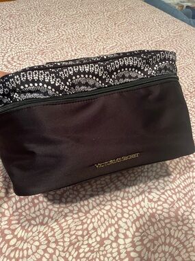Victoria's Secret Black lingerie Bag with White Patterned Design